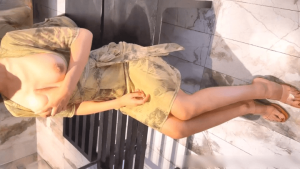 美乳翘臀半脱连衣裙 镜子前翘起美臀后入