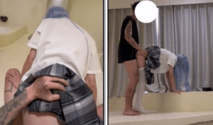 娇小JK制服妹子带上眼罩直接放飞