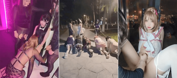 苏州女S领一群CD男娘各种淫乱露出