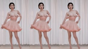 超强定制美女模特粉色裙子高跟鞋韩舞裸舞